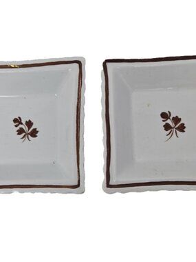 2 Antique Tea Leaf Copper Luster Square Dishes Anthony Shaw Ironstone England